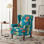Fauteuil d'appoint moderne Erommy avec dossier haut, canapé une place en tissu rembourré avec détails de boutons et pieds en bois