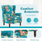 Fauteuil d'appoint moderne Erommy avec dossier haut, canapé une place en tissu rembourré avec détails de boutons et pieds en bois
