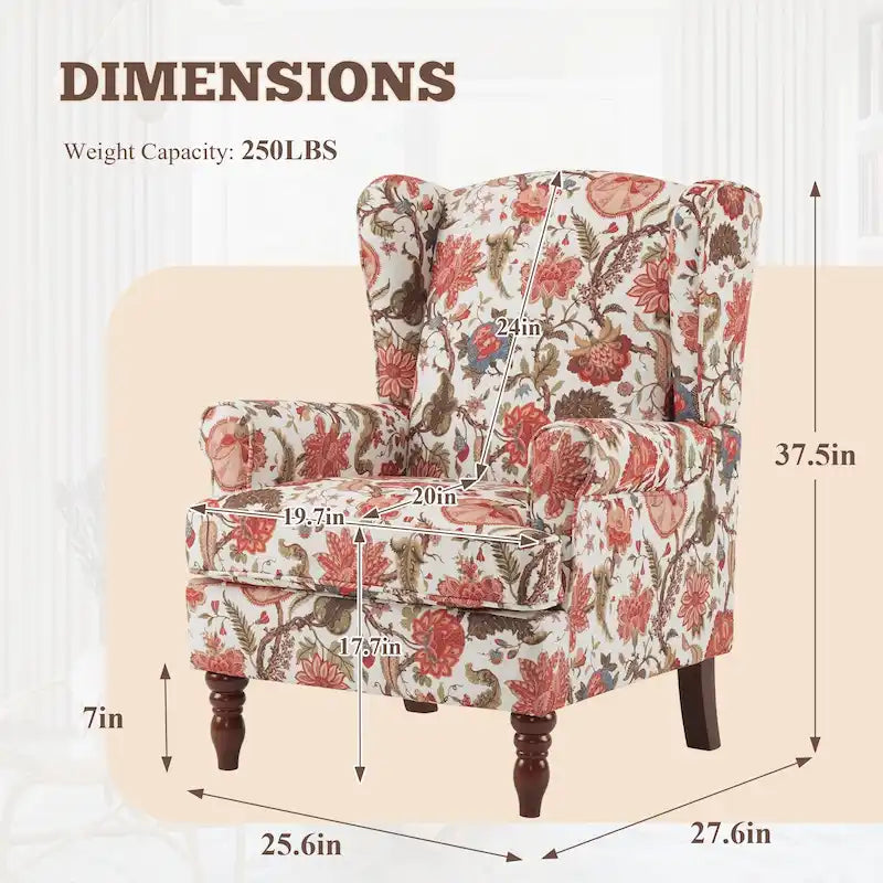 Fauteuil d'appoint moderne Erommy avec dossier haut, canapé une place en tissu rembourré avec détails de boutons et pieds en bois