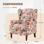 Fauteuil d'appoint moderne Erommy avec dossier haut, canapé une place en tissu rembourré avec détails de boutons et pieds en bois