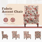 Fauteuil d'appoint moderne Erommy avec dossier haut, canapé une place en tissu rembourré avec détails de boutons et pieds en bois