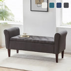 Banc de rangement rembourré avec accoudoirs, banc d'entrée avec couvercle capitonné rabattable, 128 cm (50,4 pouces).