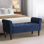 Banc de rangement rembourré avec accoudoirs, banc d'entrée avec couvercle capitonné rabattable, 128 cm (50,4 pouces).