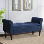 Banc de rangement rembourré avec accoudoirs, banc d'entrée avec couvercle capitonné rabattable, 128 cm (50,4 pouces).