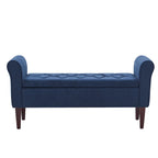 Banc de rangement rembourré avec accoudoirs, banc d'entrée avec couvercle capitonné rabattable, 128 cm (50,4 pouces).