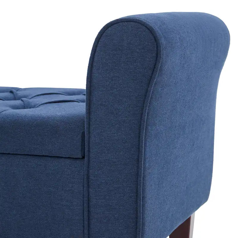 Banc de rangement rembourré avec accoudoirs, banc d'entrée avec couvercle capitonné rabattable, 128 cm (50,4 pouces).