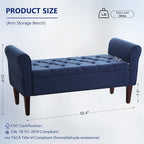 Banc de rangement rembourré avec accoudoirs, banc d'entrée avec couvercle capitonné rabattable, 128 cm (50,4 pouces).