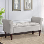 Banc de rangement rembourré avec accoudoirs, banc d'entrée avec couvercle capitonné rabattable, 128 cm (50,4 pouces).