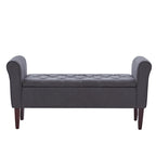 Banc de rangement rembourré avec accoudoirs, banc d'entrée avec couvercle capitonné rabattable, 128 cm (50,4 pouces).