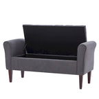 Banc de rangement rembourré avec accoudoirs, banc d'entrée avec couvercle capitonné rabattable, 128 cm (50,4 pouces).