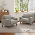 Ensemble de 2 fauteuils d'appoint surdimensionnés en tissu velours côtelé avec pieds en bois