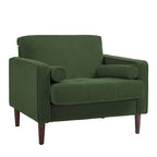Ensemble de 2 fauteuils d'appoint surdimensionnés en tissu velours côtelé avec pieds en bois