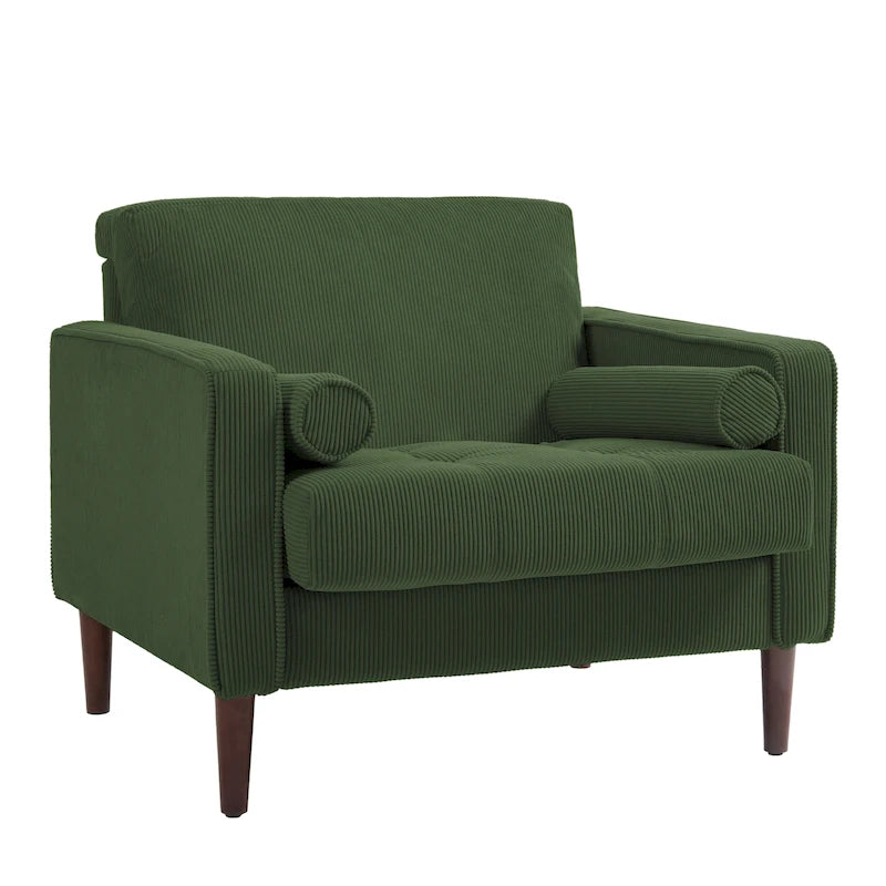 Ensemble de 2 fauteuils d'appoint surdimensionnés en tissu velours côtelé avec pieds en bois
