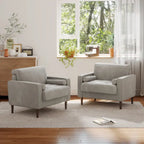 Ensemble de 2 fauteuils d'appoint surdimensionnés en tissu velours côtelé avec pieds en bois
