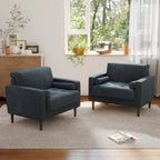 Ensemble de 2 fauteuils d'appoint surdimensionnés en tissu velours côtelé avec pieds en bois