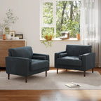 Ensemble de 2 fauteuils d'appoint surdimensionnés en tissu velours côtelé avec pieds en bois