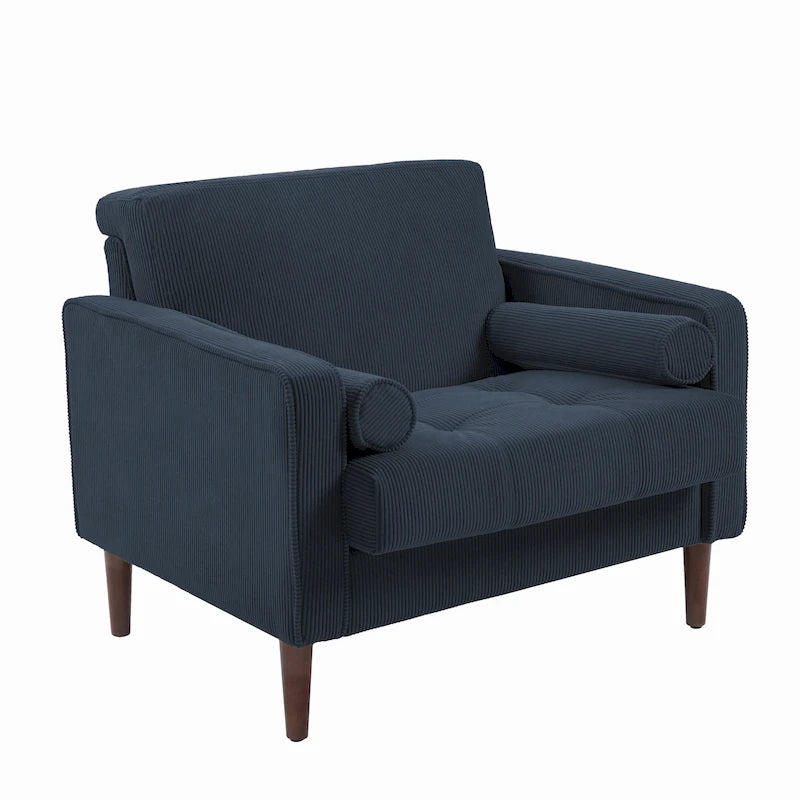 Ensemble de 2 fauteuils d'appoint surdimensionnés en tissu velours côtelé avec pieds en bois