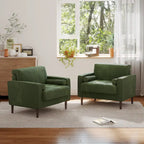 Ensemble de 2 fauteuils d'appoint surdimensionnés en tissu velours côtelé avec pieds en bois