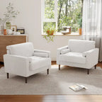 Ensemble de 2 fauteuils d'appoint surdimensionnés en tissu velours côtelé avec pieds en bois