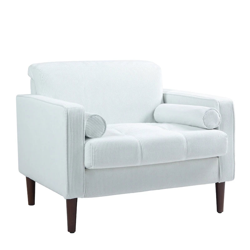 Ensemble de 2 fauteuils d'appoint surdimensionnés en tissu velours côtelé avec pieds en bois