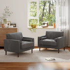 Ensemble de 2 fauteuils d'appoint surdimensionnés en tissu velours côtelé avec pieds en bois