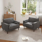 Ensemble de 2 fauteuils d'appoint surdimensionnés en tissu velours côtelé avec pieds en bois