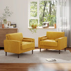 Ensemble de 2 fauteuils d'appoint surdimensionnés en tissu velours côtelé avec pieds en bois