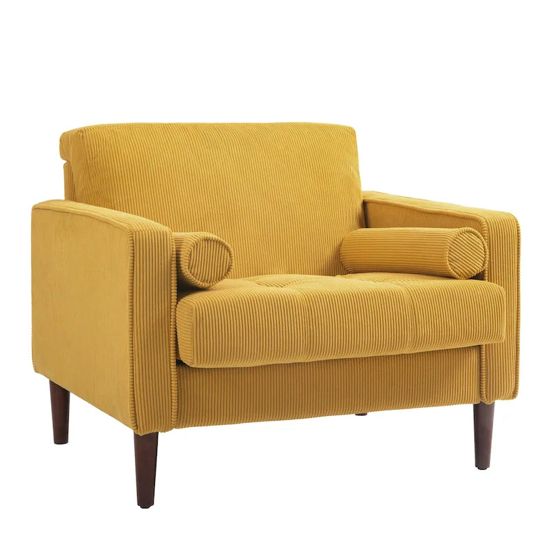 Ensemble de 2 fauteuils d'appoint surdimensionnés en tissu velours côtelé avec pieds en bois