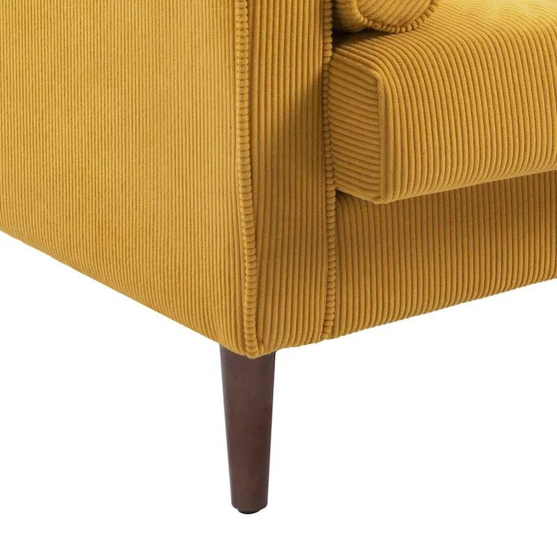 Ensemble de 2 fauteuils d'appoint surdimensionnés en tissu velours côtelé avec pieds en bois