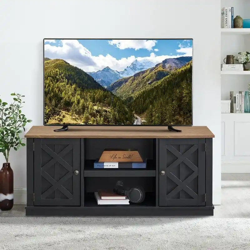 Meuble TV imitation bois brut de 54 pouces pour téléviseurs de 60 pouces - Largeur : 54 pouces