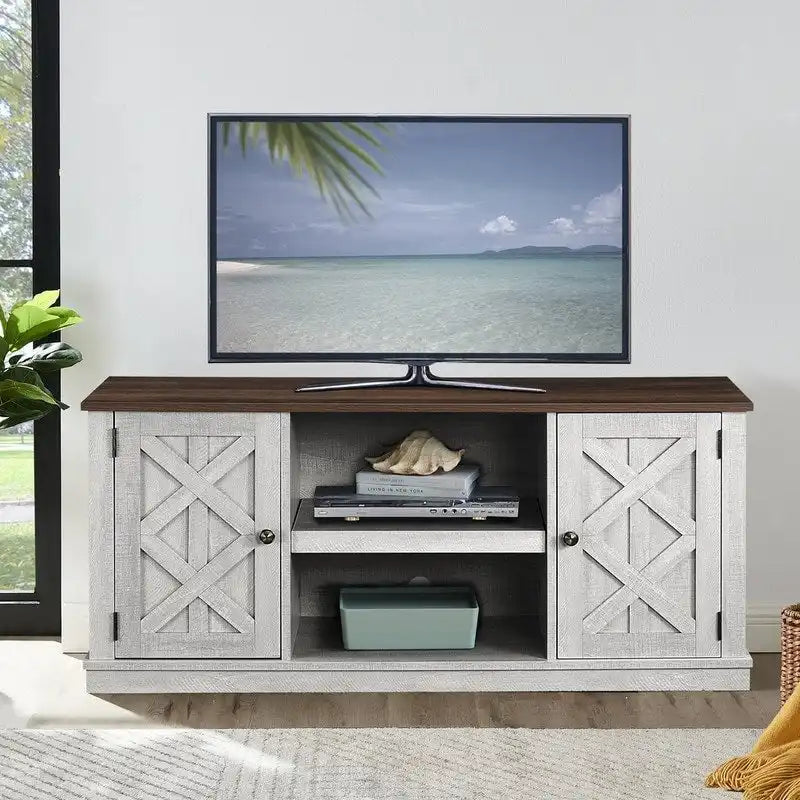 Meuble TV imitation bois brut de 54 pouces pour téléviseurs de 60 pouces - Largeur : 54 pouces