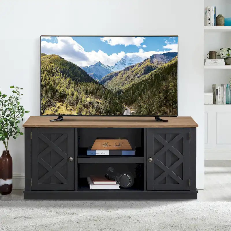 Meuble TV imitation bois brut de 54 pouces pour téléviseurs de 60 pouces - Largeur : 54 pouces