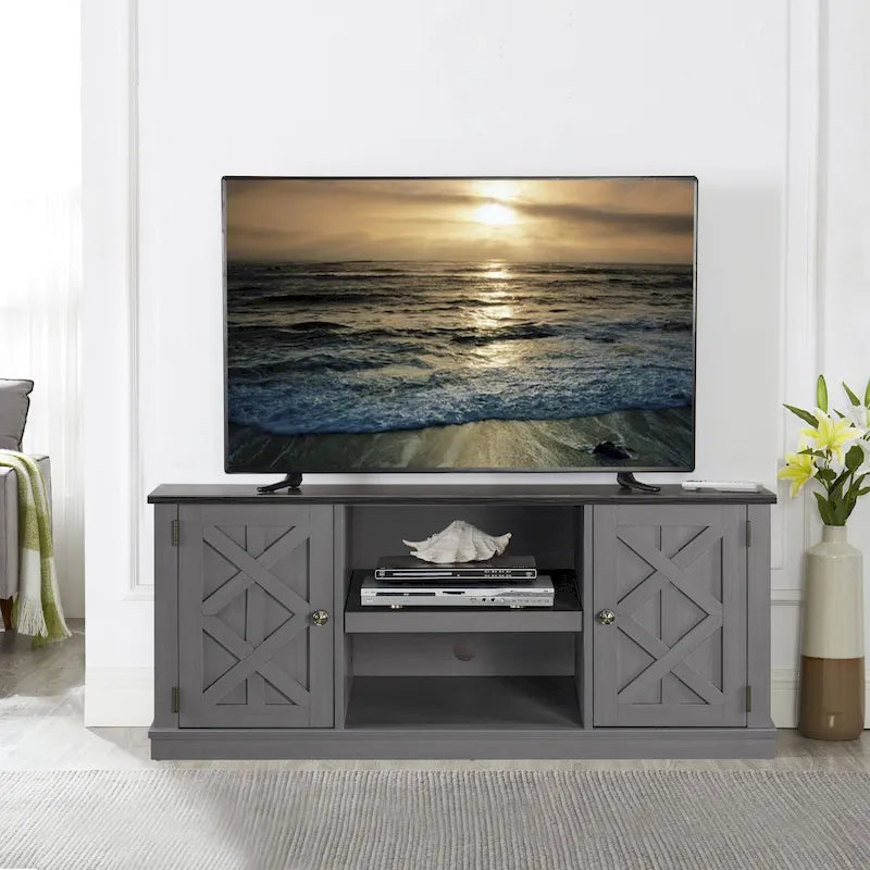 Meuble TV imitation bois brut de 54 pouces pour téléviseurs de 60 pouces - Largeur : 54 pouces