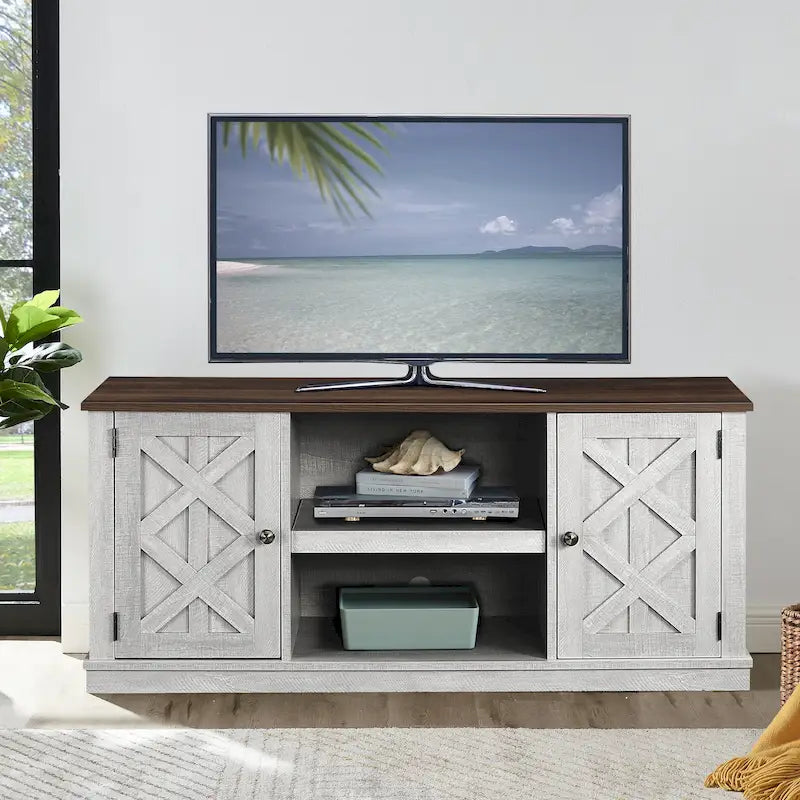 Meuble TV imitation bois brut de 54 pouces pour téléviseurs de 60 pouces - Largeur : 54 pouces