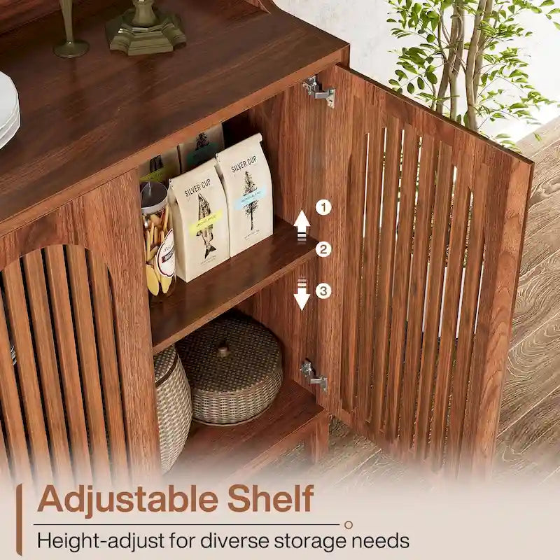 Buffet de style campagnard de 57 pouces avec portes et étagère réglable
