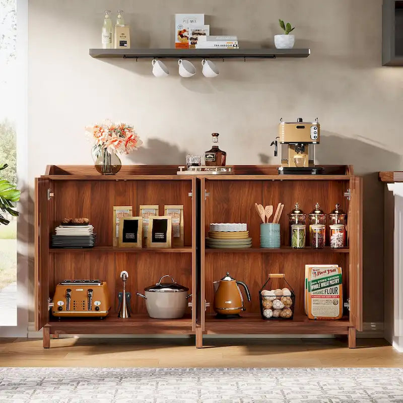 Buffet de style campagnard de 57 pouces avec portes et étagère réglable