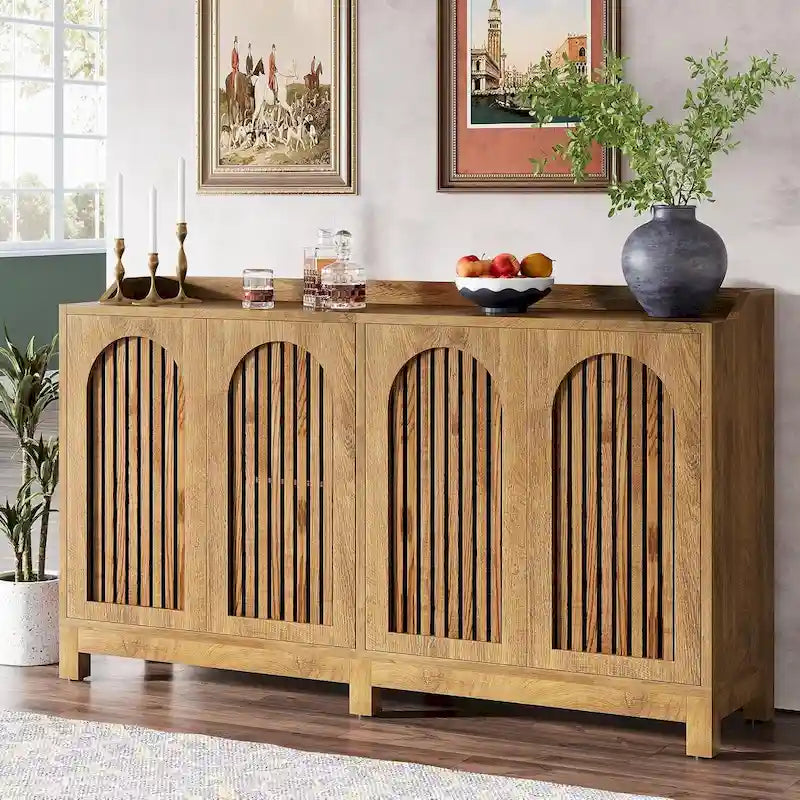 Buffet de style campagnard de 57 pouces avec portes et étagère réglable