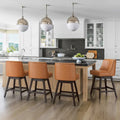 Tabourets de bar pivotants COZYMAN 26 po, structure moderne en bois, revêtement en tissu/similicuir, tabourets d'îlot rembourrés