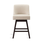 Tabourets de bar pivotants COZYMAN 26 po, structure moderne en bois, revêtement en tissu/similicuir, tabourets d'îlot rembourrés