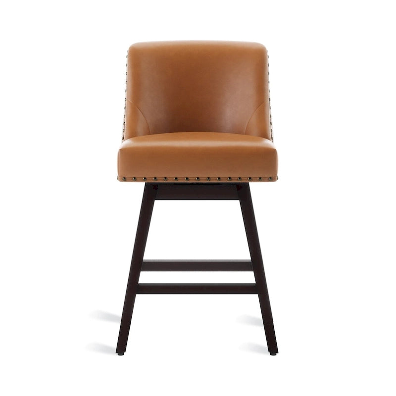 Tabourets de bar pivotants COZYMAN 26 po, structure moderne en bois, revêtement en tissu/similicuir, tabourets d'îlot rembourrés