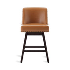 Tabourets de bar pivotants COZYMAN 26 po, structure moderne en bois, revêtement en tissu/similicuir, tabourets d'îlot rembourrés