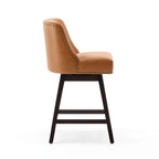 Tabourets de bar pivotants COZYMAN 26 po, structure moderne en bois, revêtement en tissu/similicuir, tabourets d'îlot rembourrés