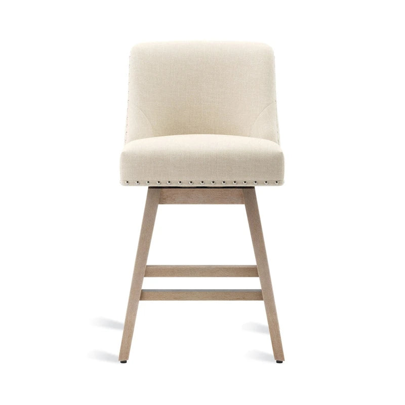 Tabourets de bar pivotants COZYMAN 26 po, structure moderne en bois, revêtement en tissu/similicuir, tabourets d'îlot rembourrés