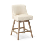 Tabourets de bar pivotants COZYMAN 26 po, structure moderne en bois, revêtement en tissu/similicuir, tabourets d'îlot rembourrés