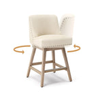 Tabourets de bar pivotants COZYMAN 26 po, structure moderne en bois, revêtement en tissu/similicuir, tabourets d'îlot rembourrés