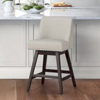 Tabourets de bar pivotants COZYMAN 26 po, structure moderne en bois, revêtement en tissu/similicuir, tabourets d'îlot rembourrés