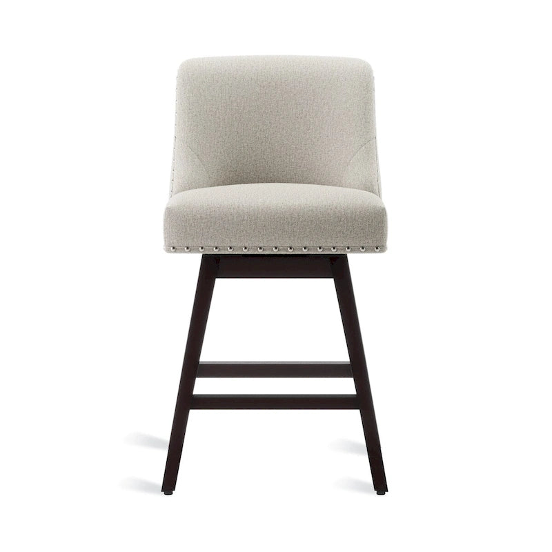 Tabourets de bar pivotants COZYMAN 26 po, structure moderne en bois, revêtement en tissu/similicuir, tabourets d'îlot rembourrés