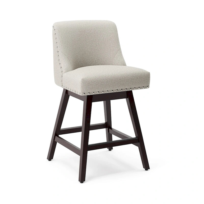 Tabourets de bar pivotants COZYMAN 26 po, structure moderne en bois, revêtement en tissu/similicuir, tabourets d'îlot rembourrés