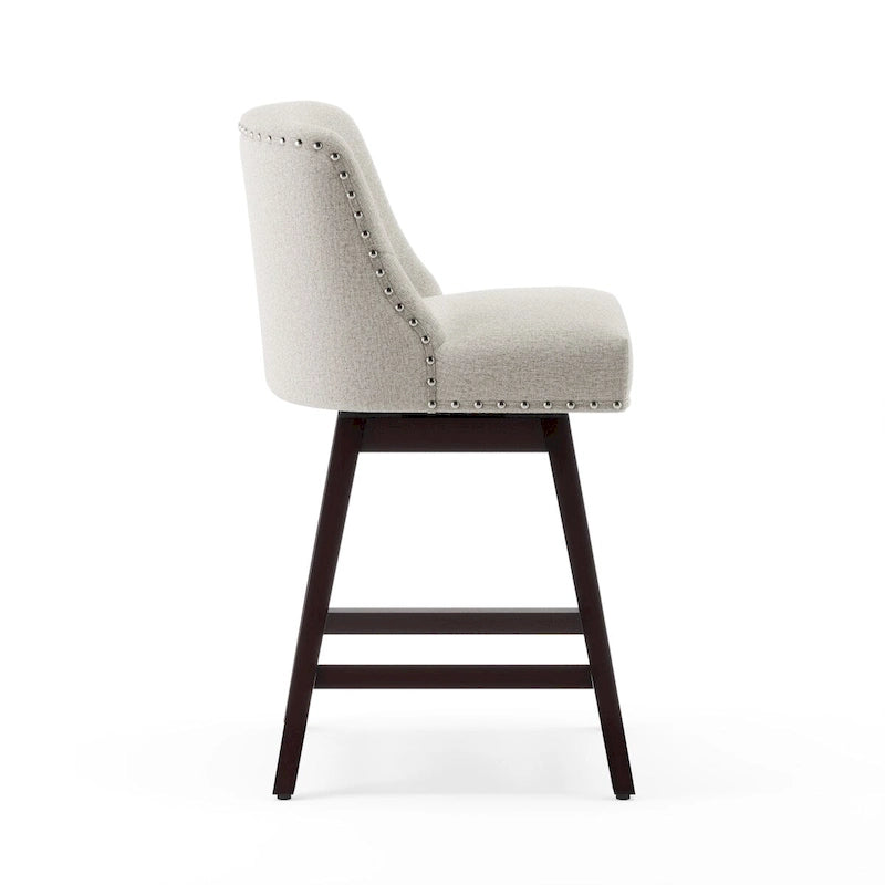 Tabourets de bar pivotants COZYMAN 26 po, structure moderne en bois, revêtement en tissu/similicuir, tabourets d'îlot rembourrés