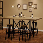 Table de bar haute pour 6 personnes avec repose-pieds, plateau en bois épais et structure en métal pour la maison/cuisine